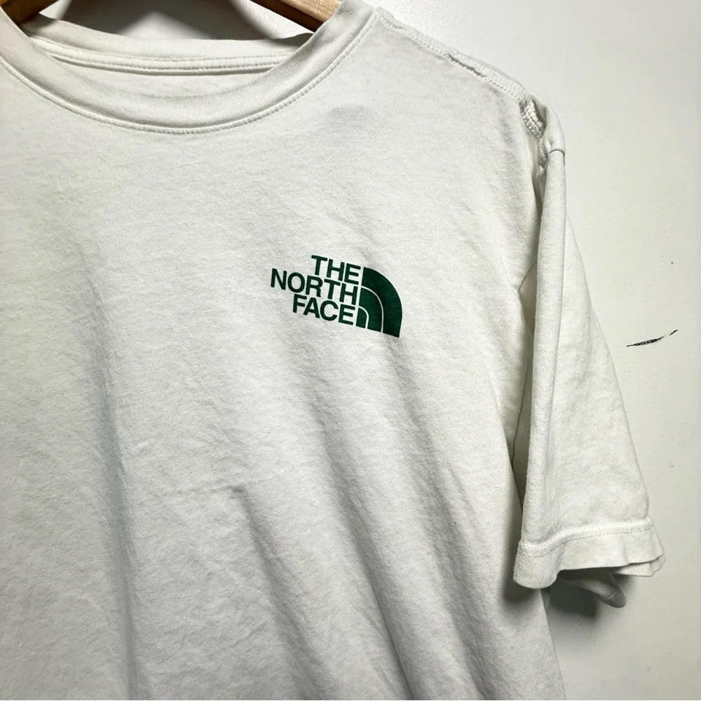 The North Face White Tee with Green Logo Size L